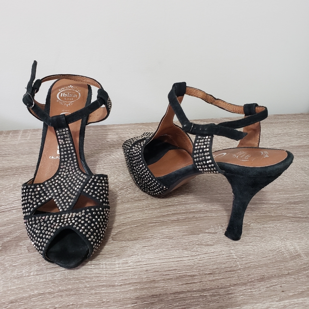 Jeffrey Campbell rhinestone suede strappy heels
